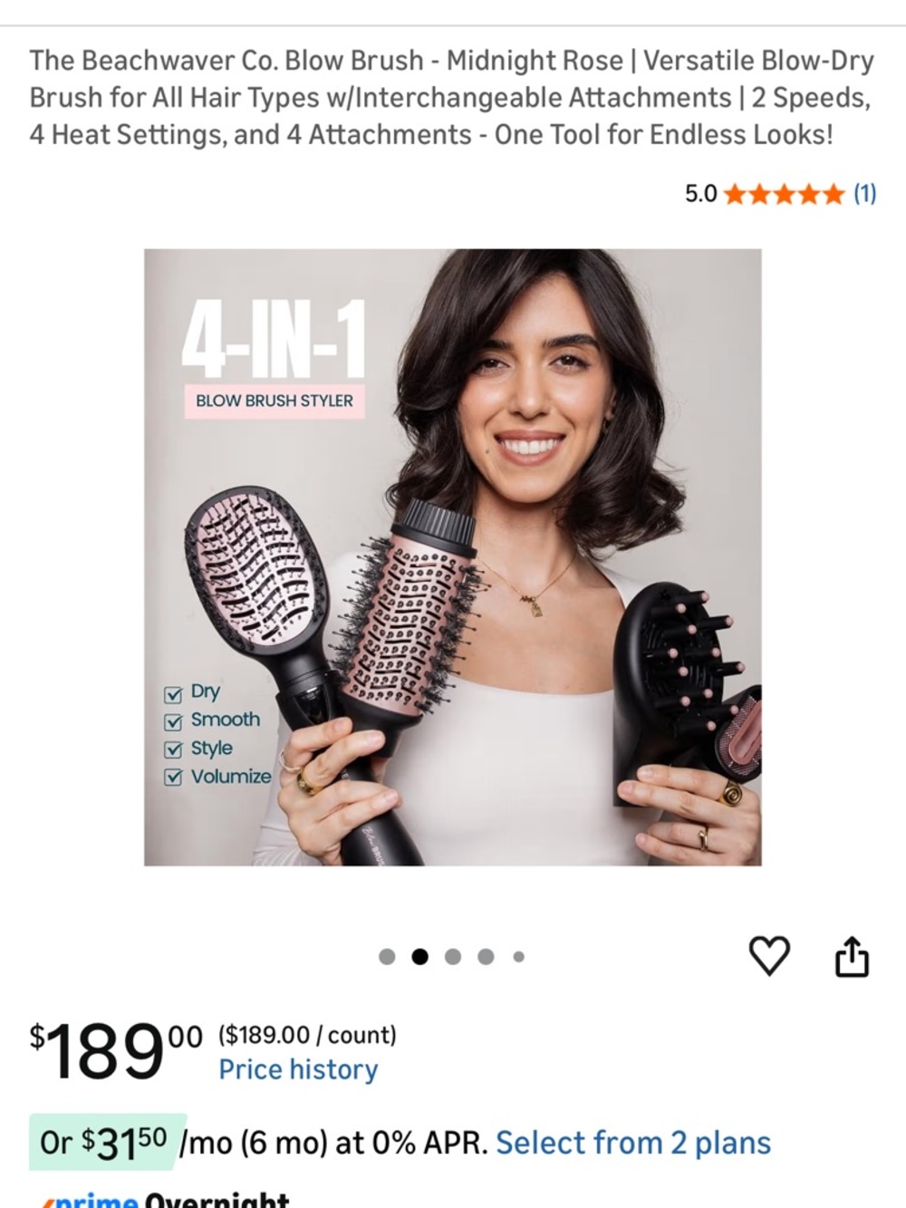 The Beachwaver Co. 4-in-1 Blow Brush Styler in Pink and Black